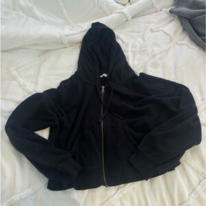 Black cropped zip up hoodie